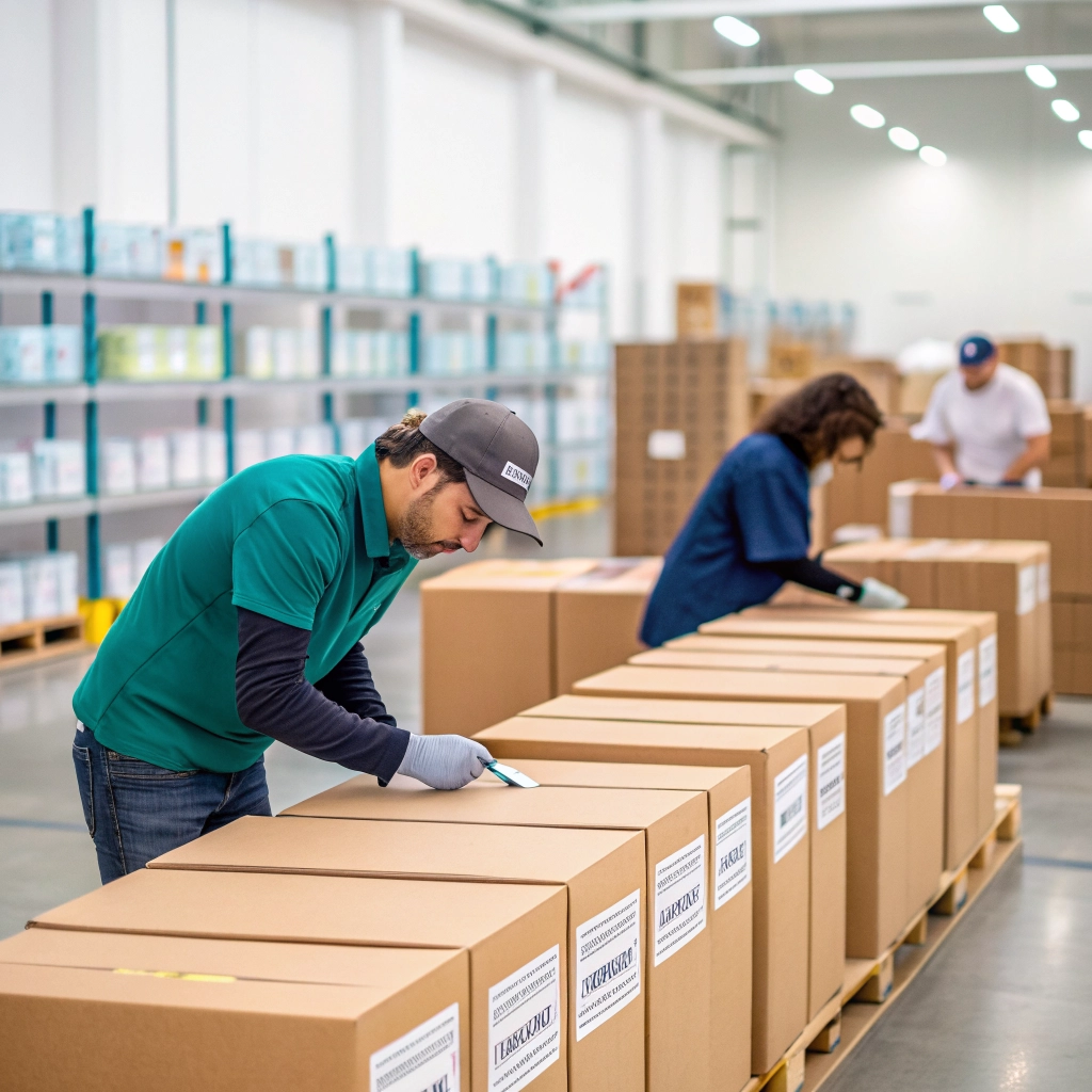 Packing and shipping of global orders in a warehouse