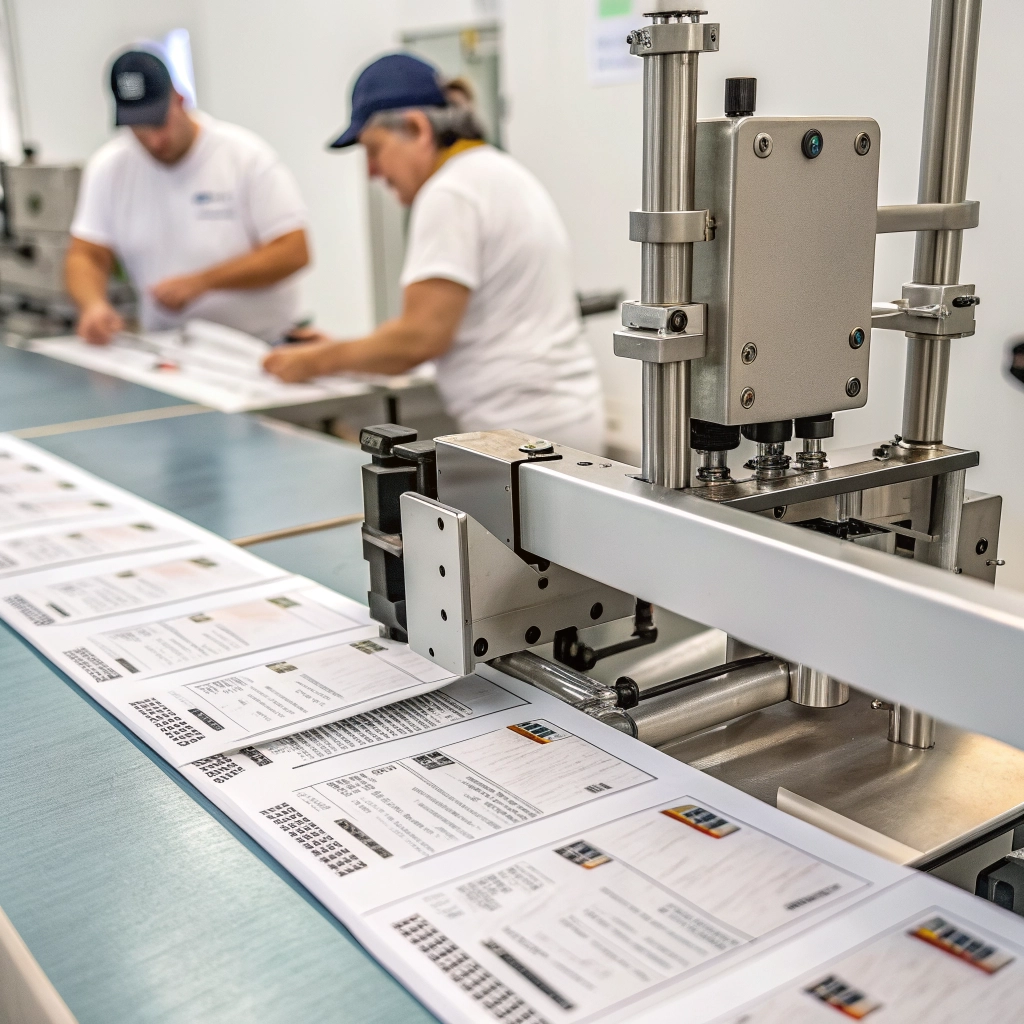 Label folding and finishing stage in production